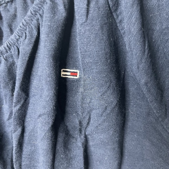 Tommy Jeans Women's Navy On Or Off-Shoulder‎ Short Sleeve Cropped Blouse Size Lg - Picture 3 of 6